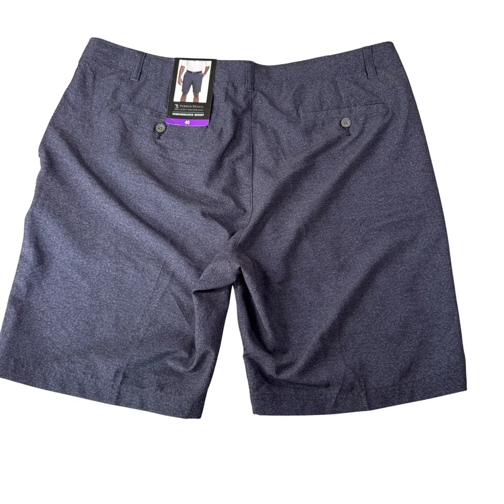 Pebble Beach Performance Shorts Men 40 Navy NEW Herringbone Golf Dry-Lux Stretch